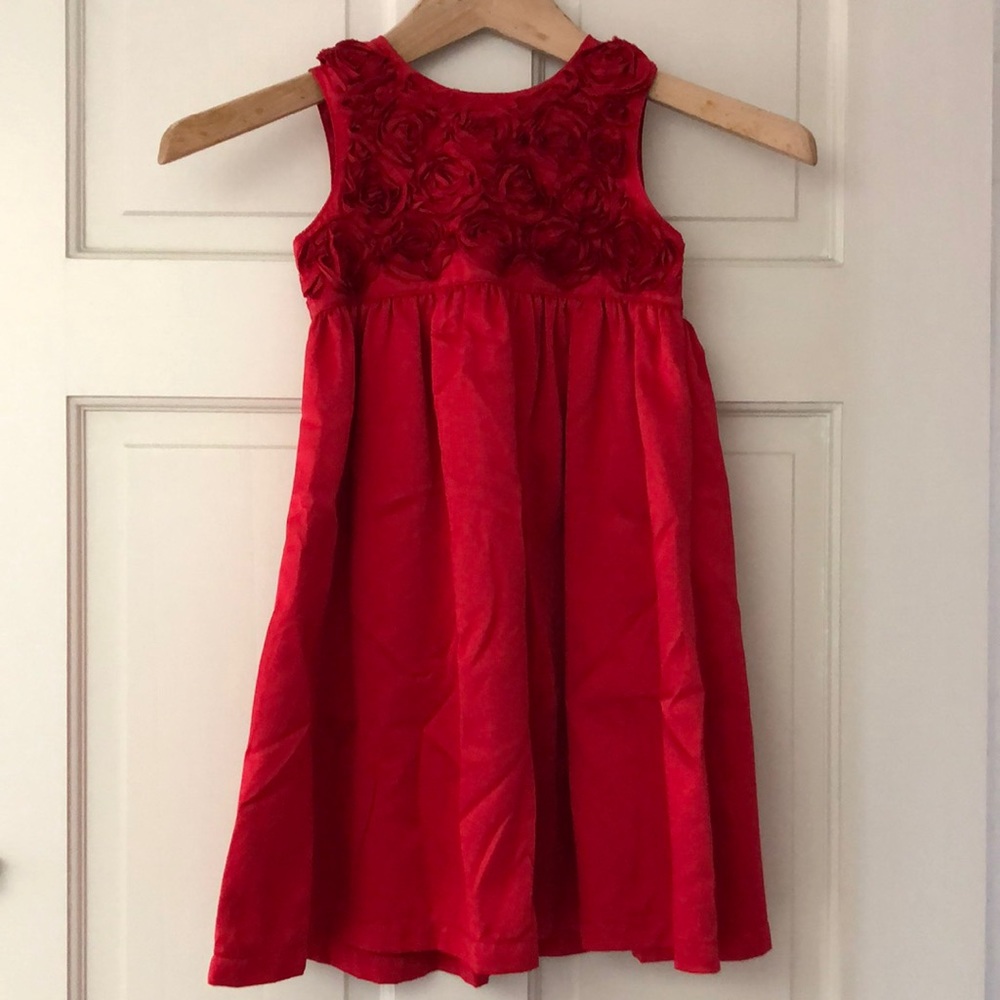 Carter’s girls 4 red satiny dress rosettes